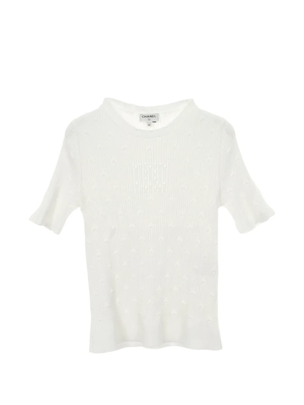 CHANEL Pre-Owned 1986-1988 Coco Mark rib-knit blouse - Weiß