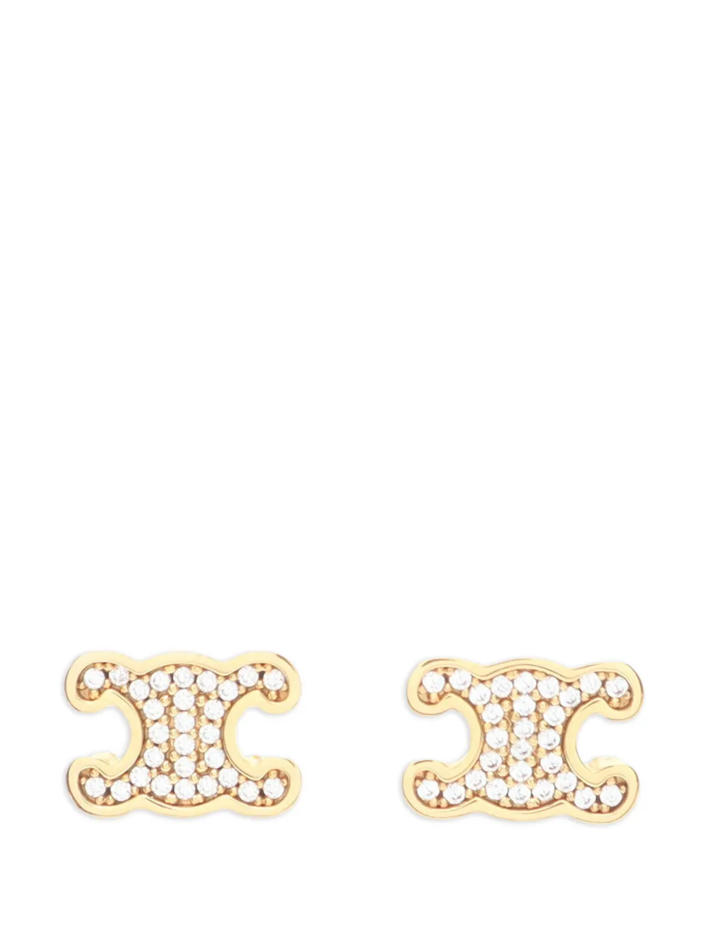Celine Pre-Owned Triomphe rhinestone gold-tone earrings