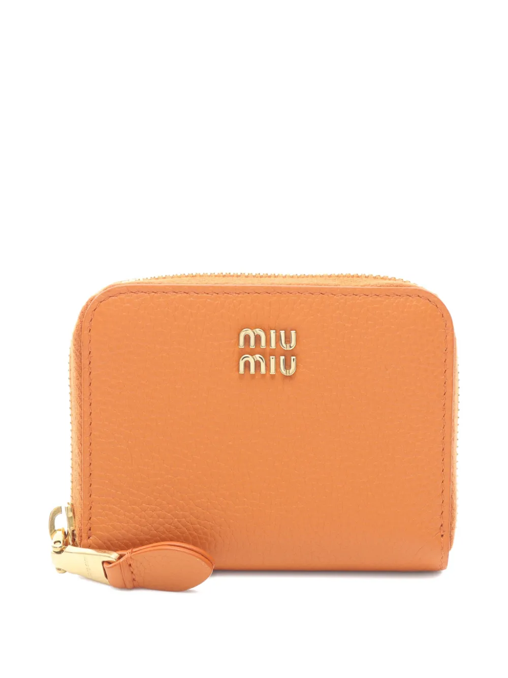 Miu Miu Pre-Owned 2010s logo-lettering leather coin purse - Arancione