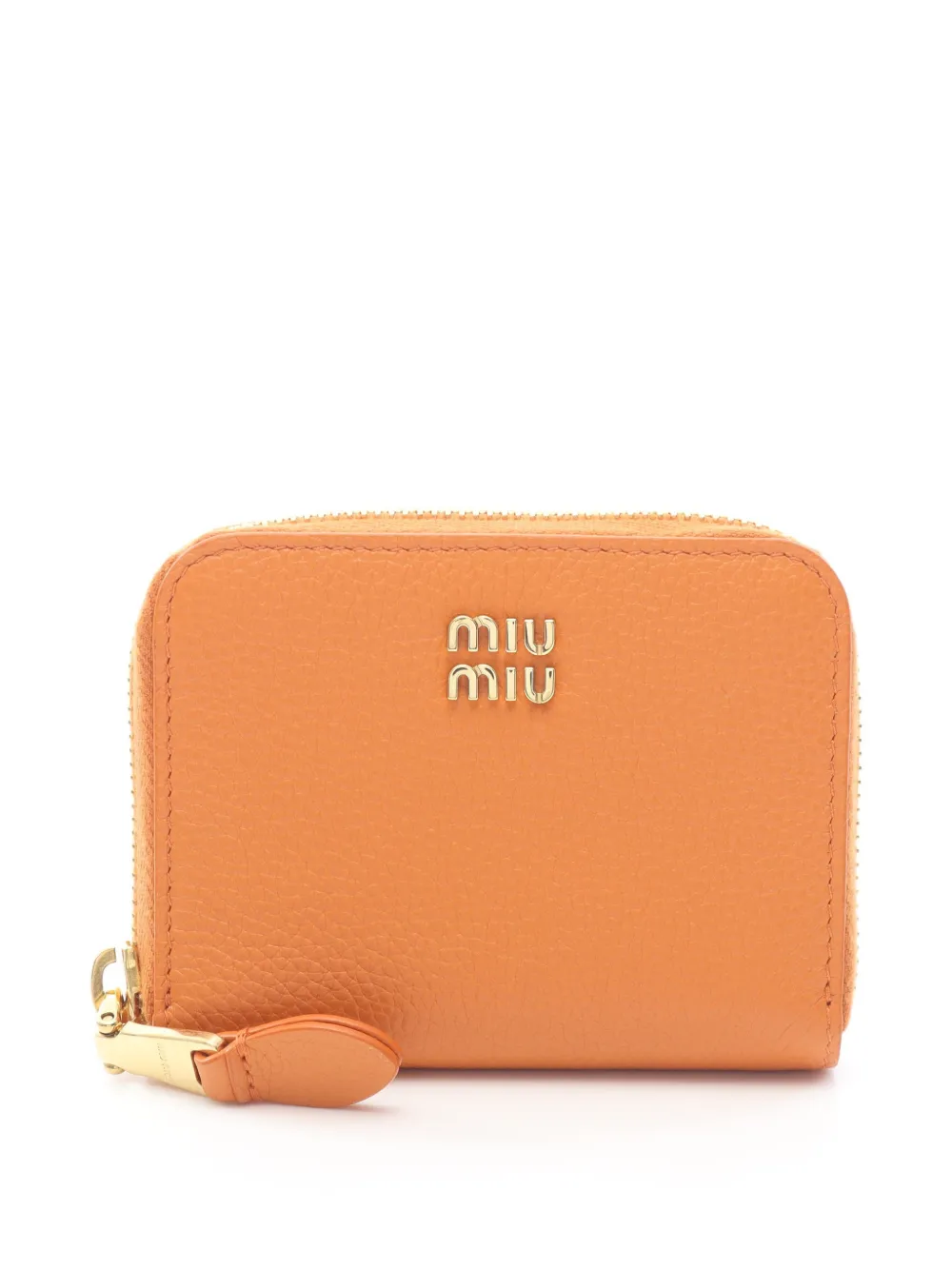 Miu Miu Pre-Owned 2010s logo-lettering leather coin purse - Arancione