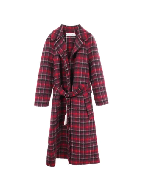 Christian Dior Pre-Owned 2010s checked belted coat