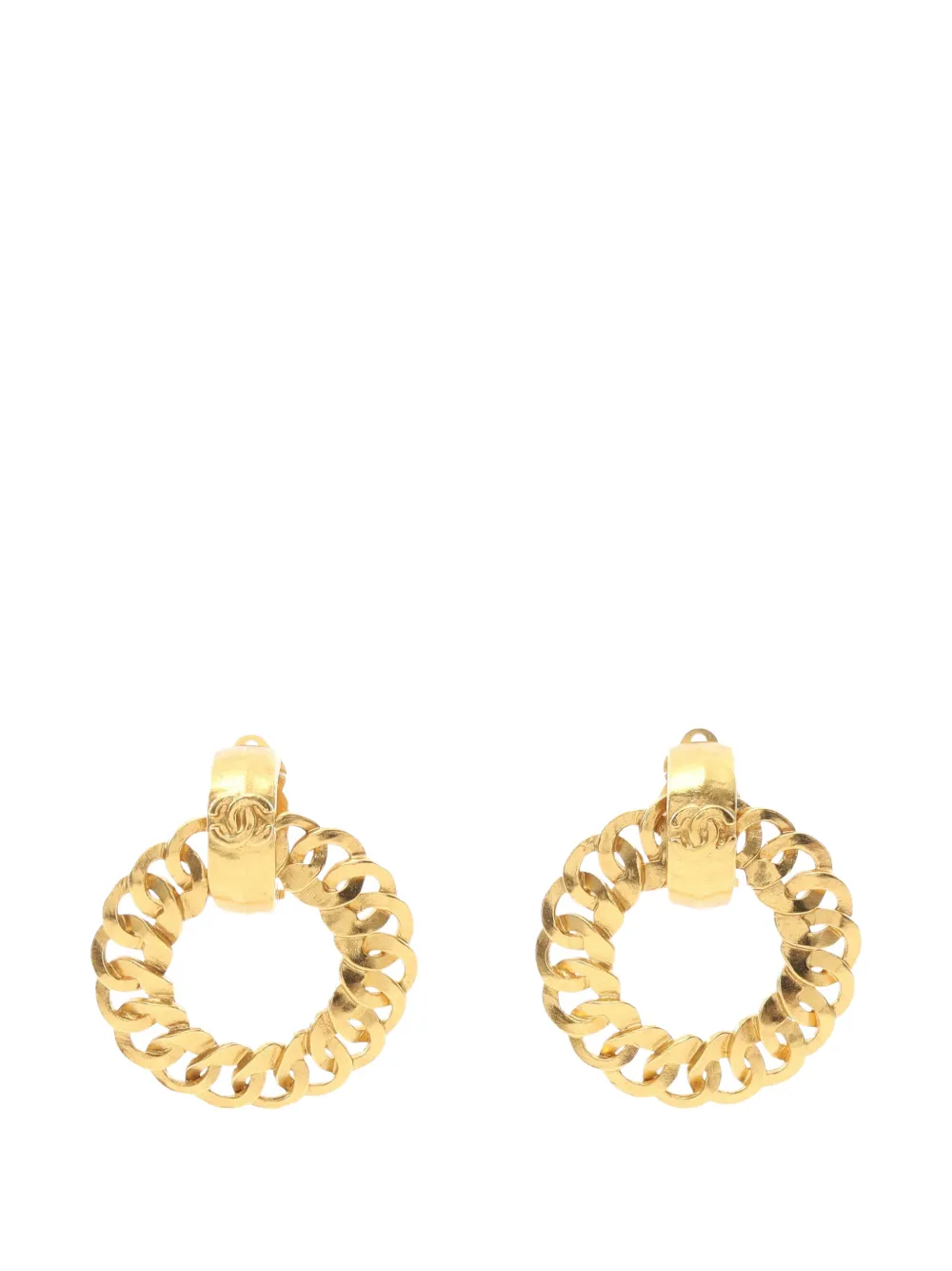 CHANEL Pre-Owned 1986-1988 chain-link hoop earrings - Gold