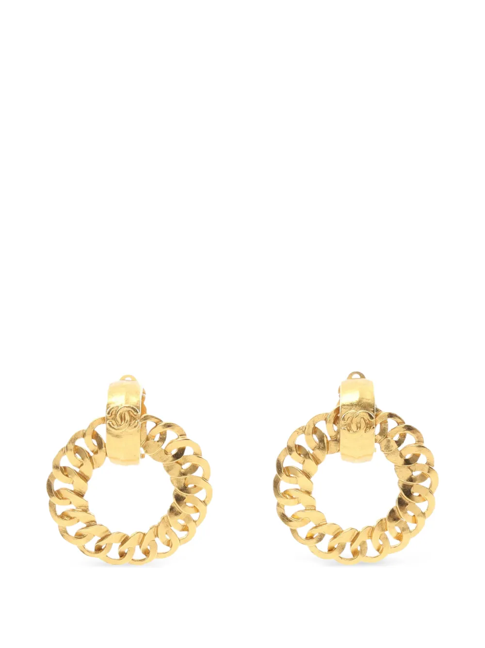 CHANEL Pre-Owned 1986-1988 chain-link hoop earrings - Oro