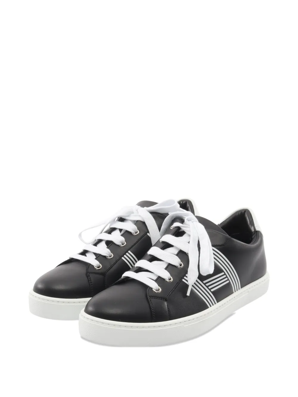 Pre-owned Hermes 2010s Avantage Leather Sneakers In Black