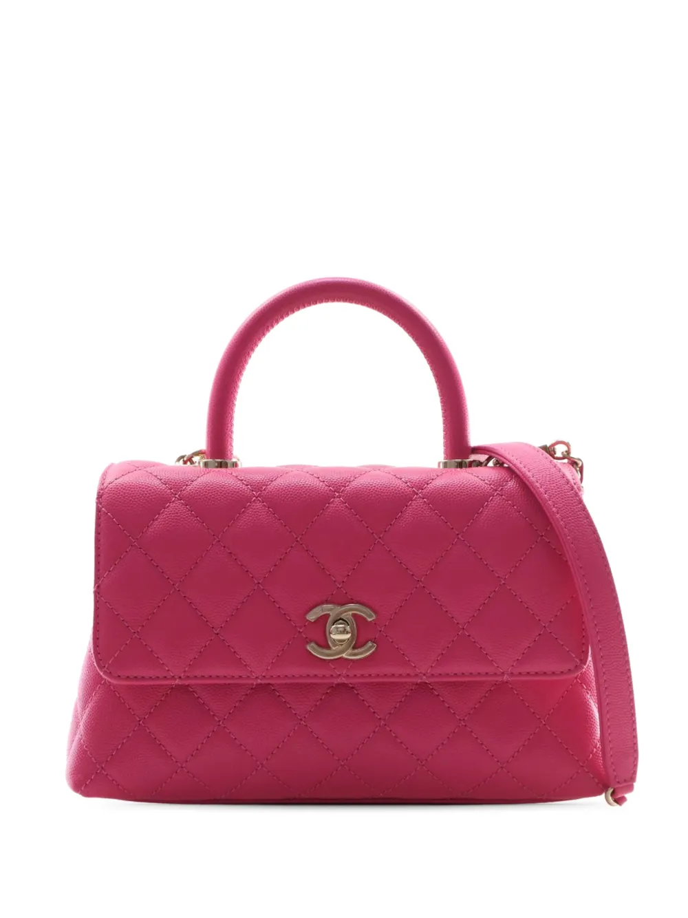 CHANEL Pre-Owned 2021-2026 Small Quilted Caviar Coco Top Handle Bag satchel - Pink