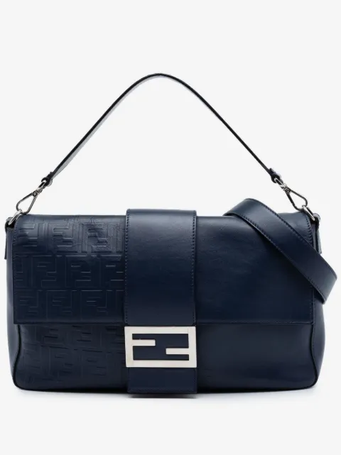 Fendi Pre-Owned 2000-2010 Large Zucca Embossed Leather Convertible Belt Baguette satchel