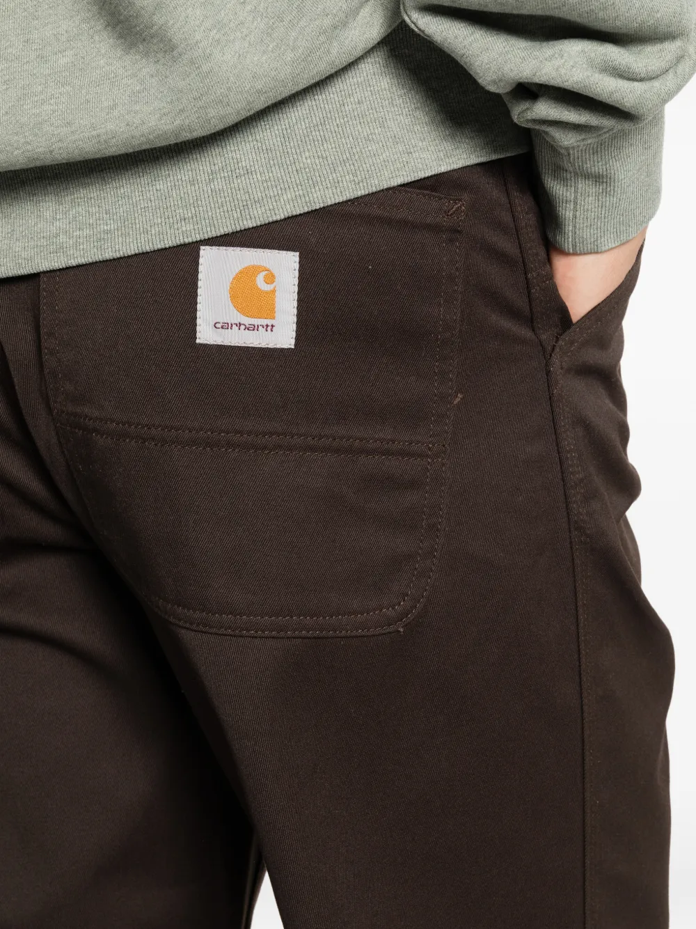 Carhartt WIP Simple straight broek met logo-patch Bruin