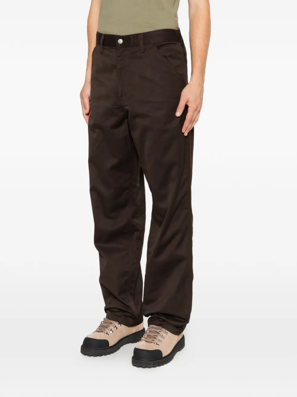Carhartt WIP Simple straight broek met logo-patch Bruin