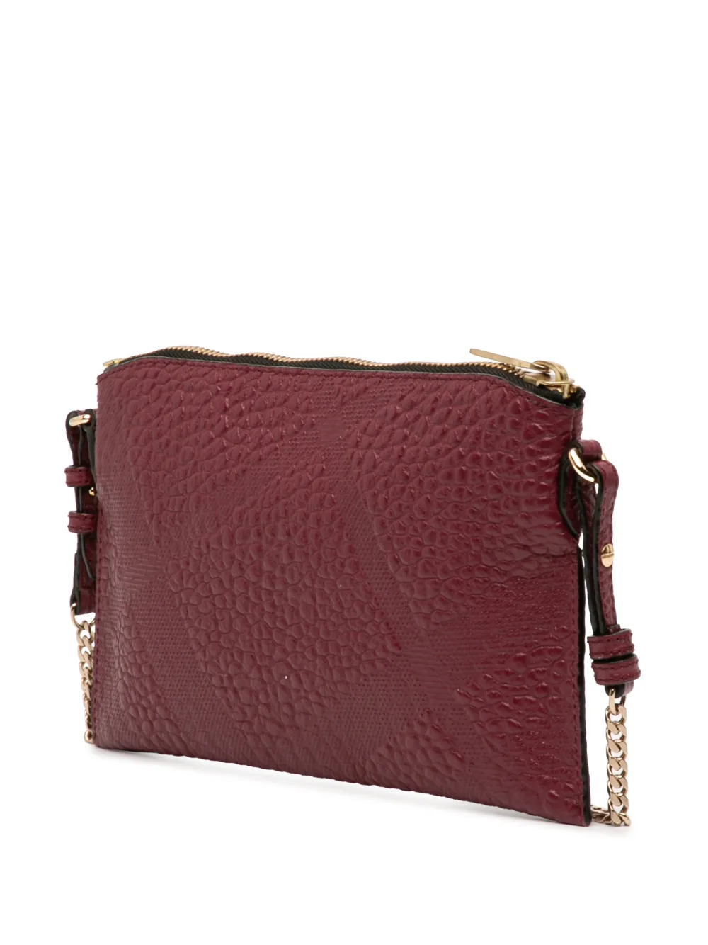  Burberry Pre-owned Bandolera Chichester Pequeña De Piel A Cuadros En Relieve 2000-2017 - Rojo 