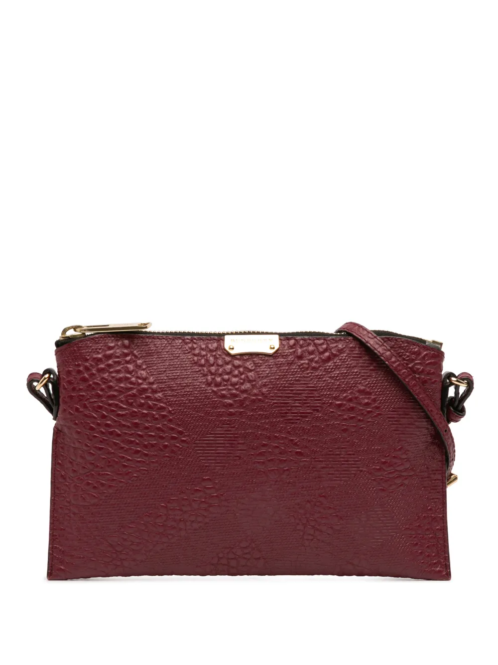 Burberry Pre-Owned 2000-2017 Small Grain Check Embossed Leather Chichester crossbody bag - Rosso