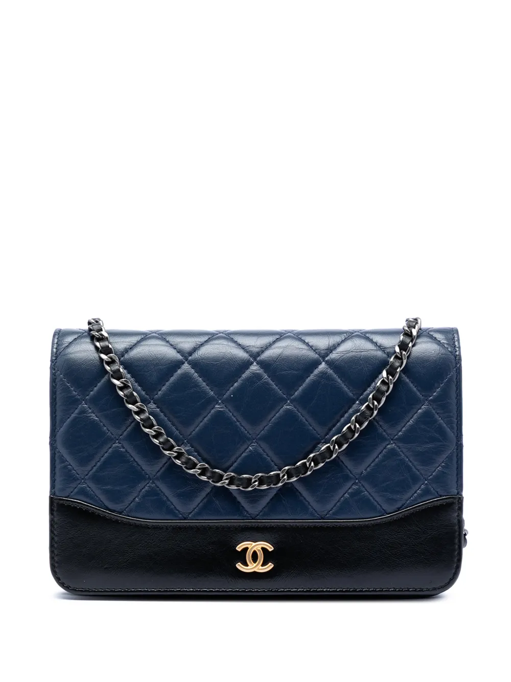 CHANEL Pre-Owned 2018 Bicolor Quilted Aged Calfskin Gabrielle Wallet On Chain crossbody bag - Blue