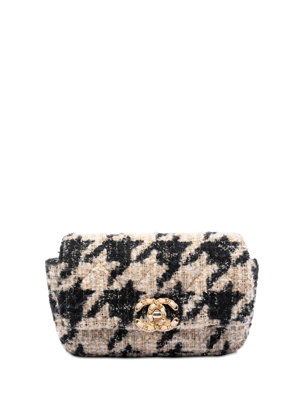 CHANEL Pre-Owned 2019 Houndstooth Tweed 19 belt bag - Nero