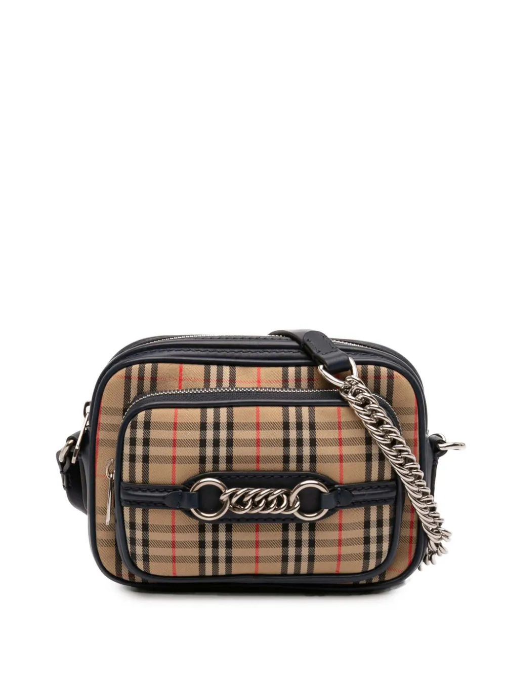 Burberry Pre-Owned 2018-2023 1983 Knight Check Canvas and Calfskin Link Camera Bag crossbody bag - Nero