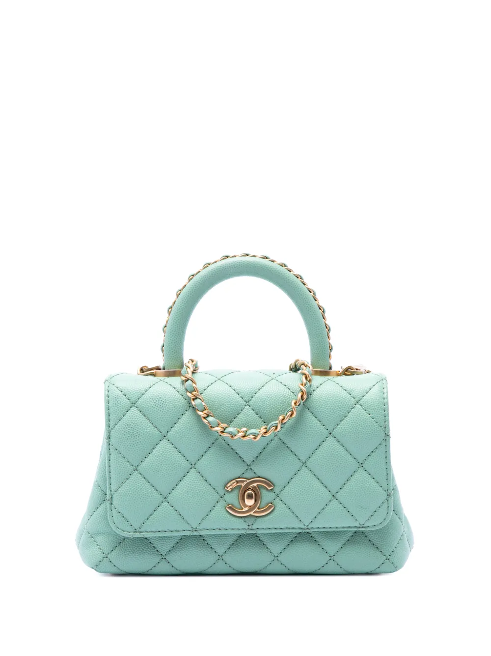 CHANEL Pre-Owned 2021-2026 Extra Mini Quilted Caviar Coco Top Handle Bag satchel - Blue