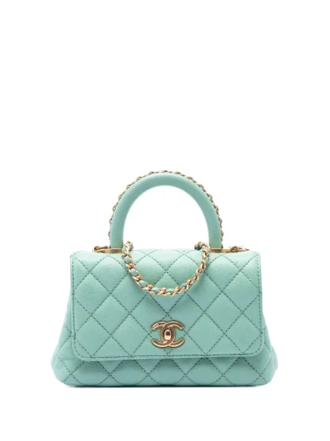 CHANEL Pre-Owned 2021-2026 Extra Mini Quilted Caviar Coco Top Handle Bag satchel