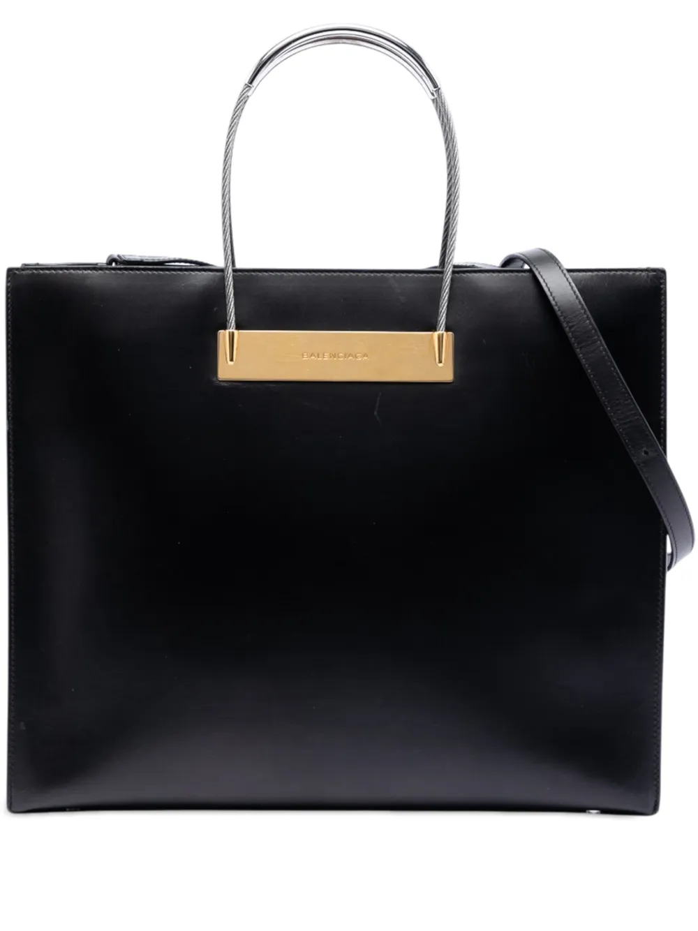 Balenciaga Pre-Owned 2015 Small Leather Cable Shopper Tote satchel - Nero
