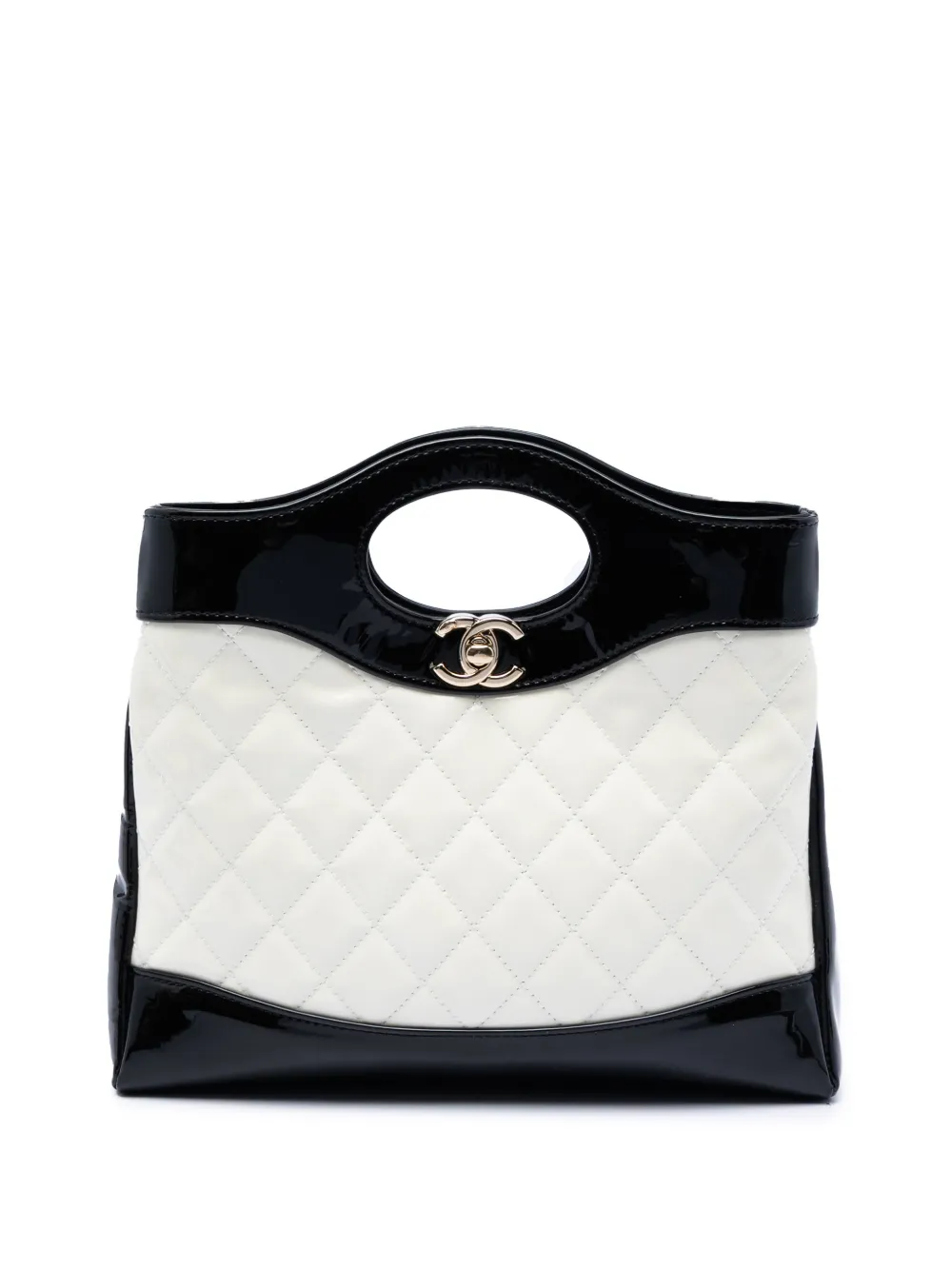 CHANEL Pre-Owned 2021-2026 Mini Bicolor Quilted Patent 31 Shopping Bag satchel - Nero
