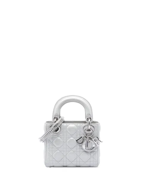 Christian Dior Pre-Owned 2015 Mini Iridescent Lambskin Cannage Lady Dior satchel