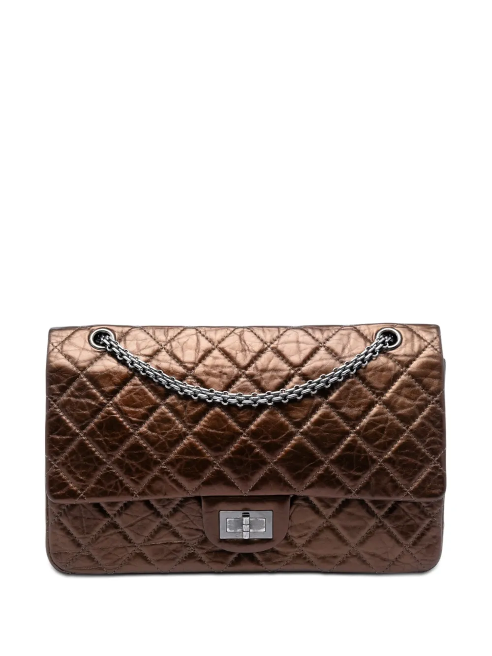 CHANEL Pre-Owned 2010-2011 Metallic Aged Calfskin Reissue 2.55 Single Flap 227 shoulder bag - Marrone