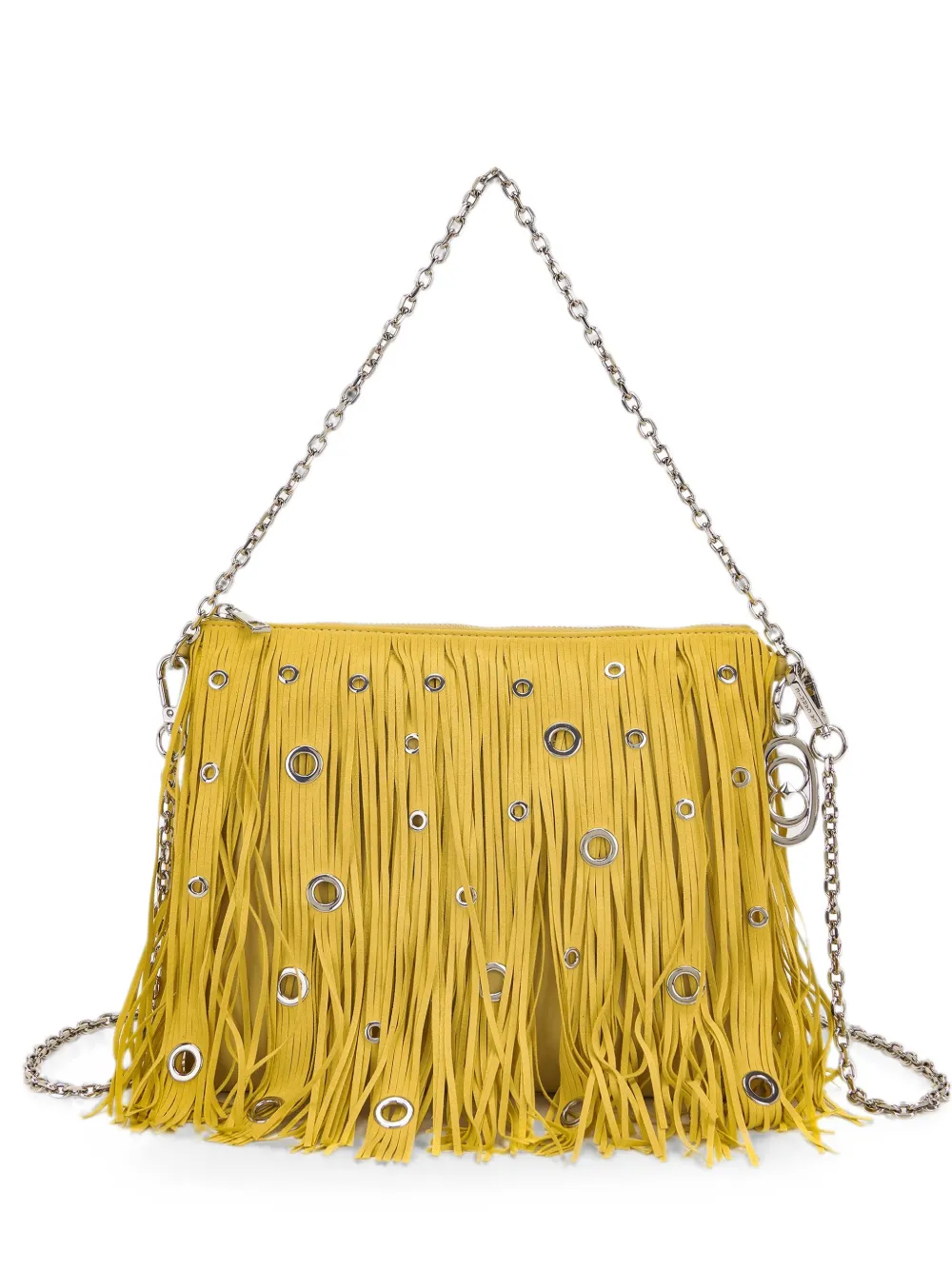 La Carrie fringed eyelet-embellished shoulder bag - Giallo