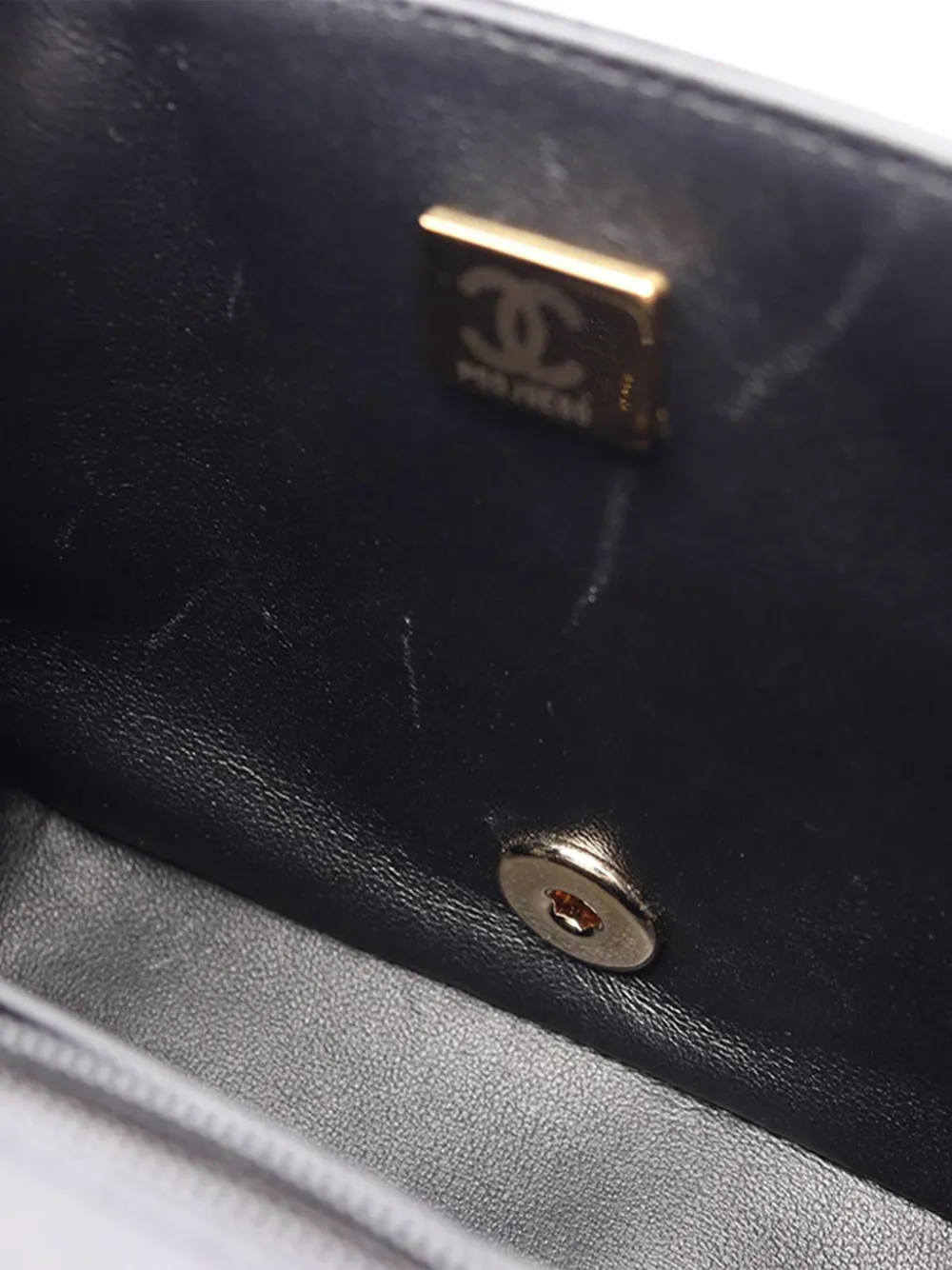 Chanel Pre-owned 2021-2026 Mini Square Lambskin Chocolate Bar Flap Crossbody Bag in Black, view 5