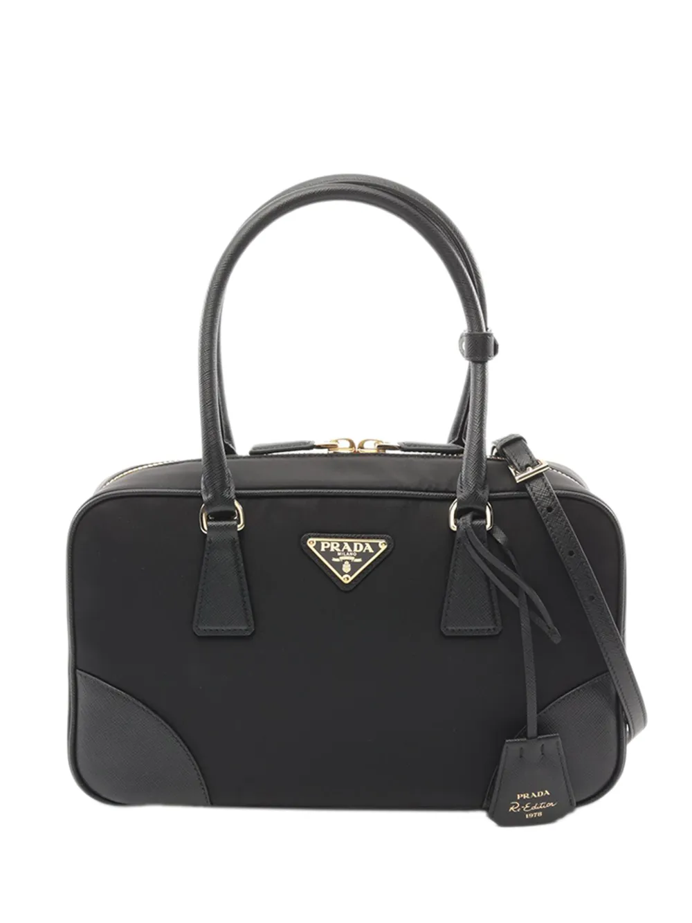 Prada Pre-Owned 2013-2026 Saffiano Trimmed Re Nylon Re Edition 1978 satchel - Nero