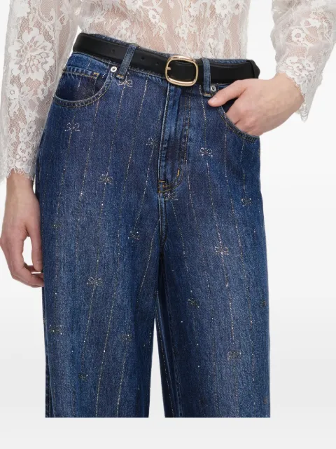 Self-Portrait sequin-embellished wide-leg jeans