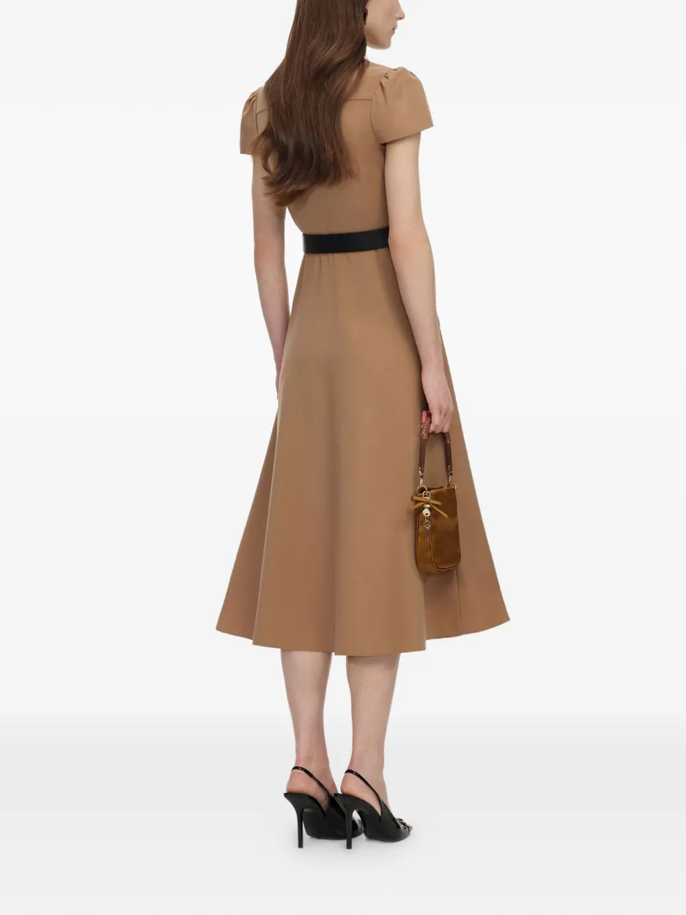 Self-Portrait Button-down midi-jurk met ceintuur Beige