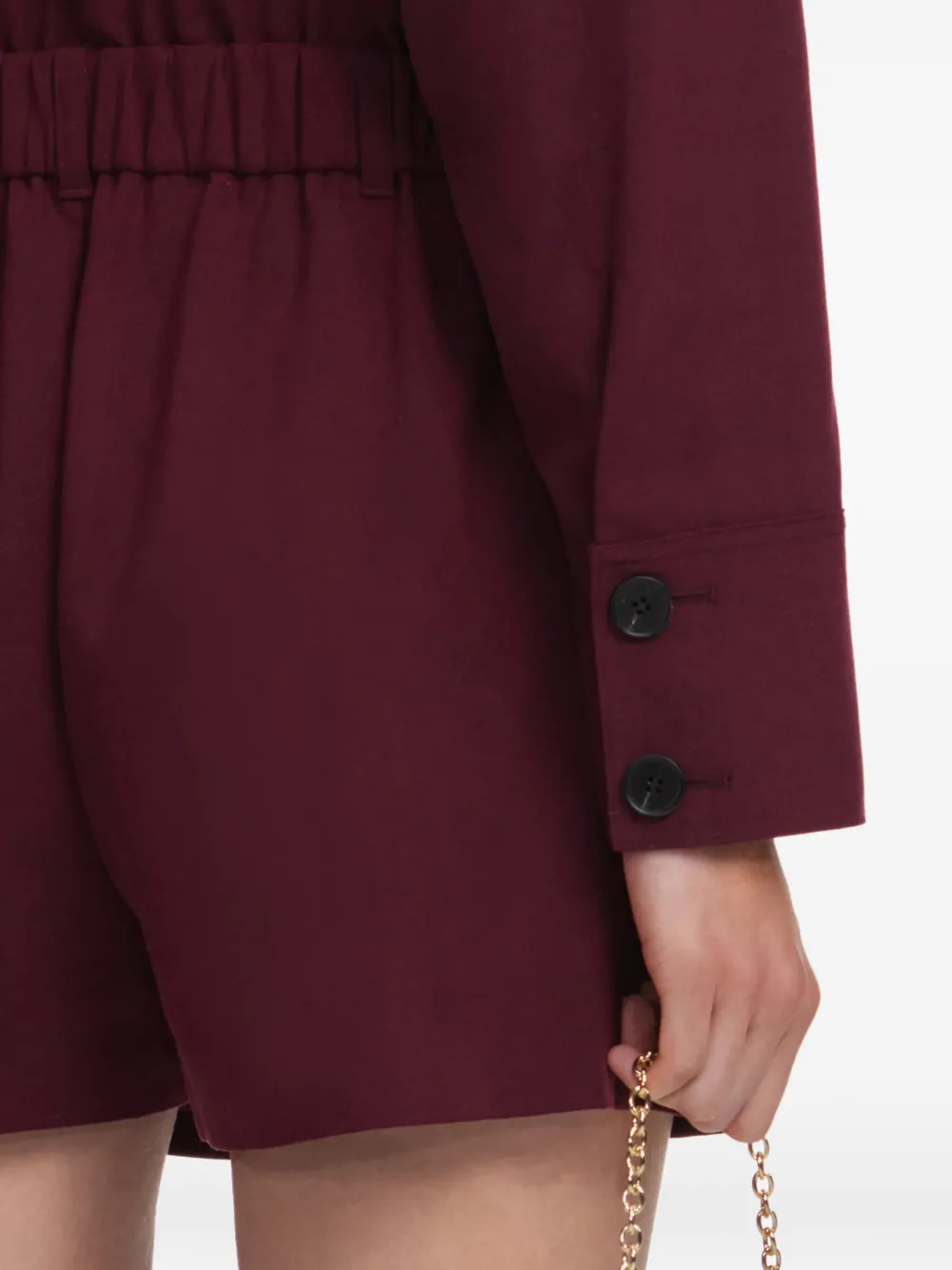 Self-Portrait Mini-playsuit met elastische taille en gestrikte hals Rood