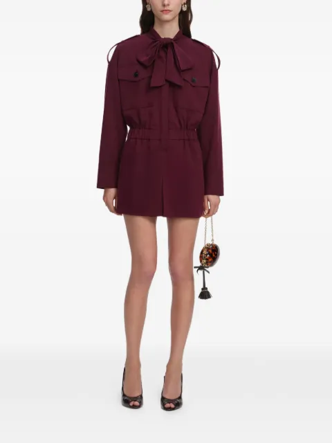 Self-Portrait tie-neck elasticated-waist mini playsuit