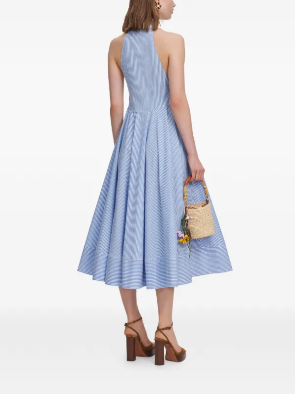 Self-Portrait Striped Halterneck Midi Dress | Blue | FARFETCH Self-Portrait Striped Halterneck Midi Dress | Blue | FARFETCH