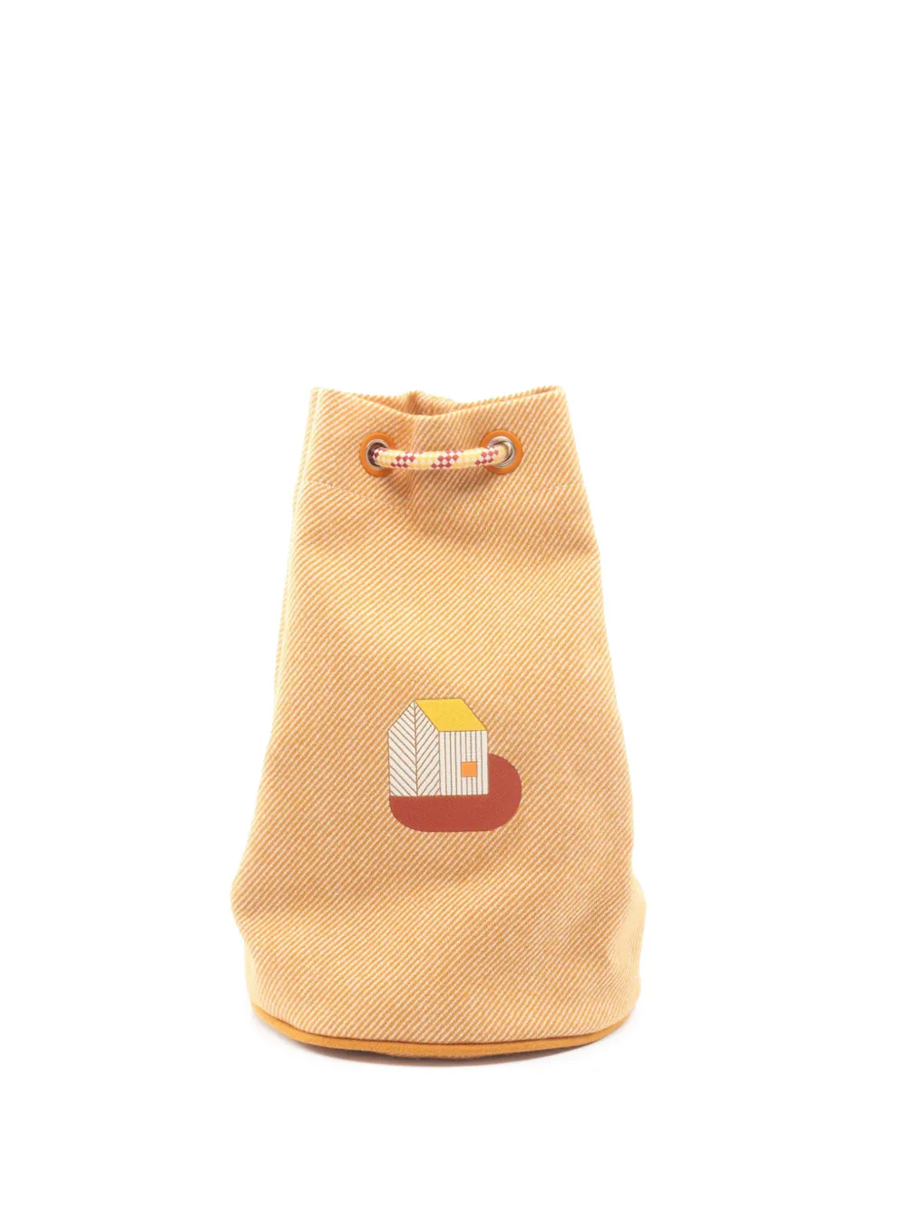 Hermès Pre-Owned 2010-2026 Wool Les Cabanes Drawstring Bag bucket bag - Arancione