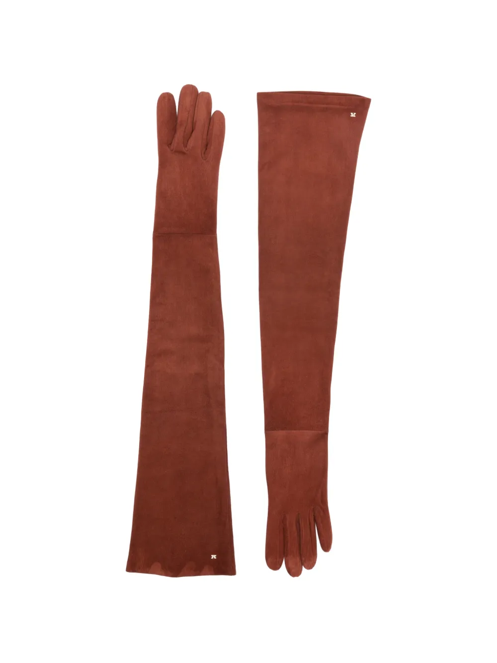 Max Mara long suede gloves, terra cotta in Brown