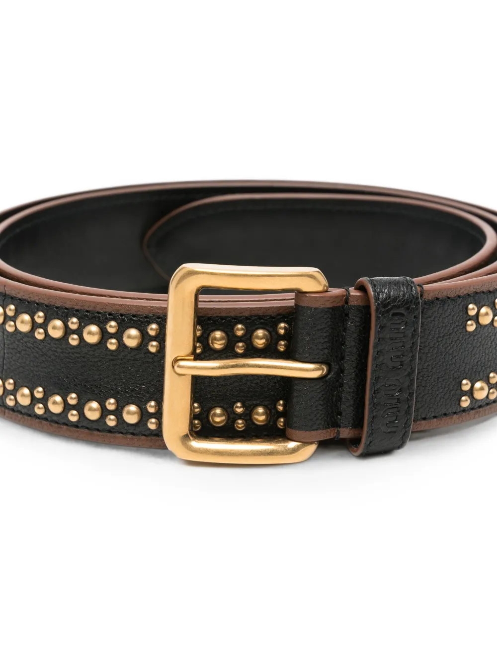 Miu studded leather belt Zwart