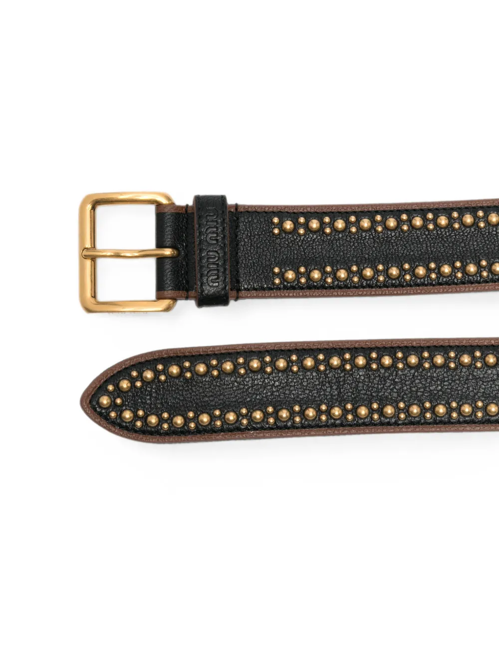 Miu studded leather belt Zwart