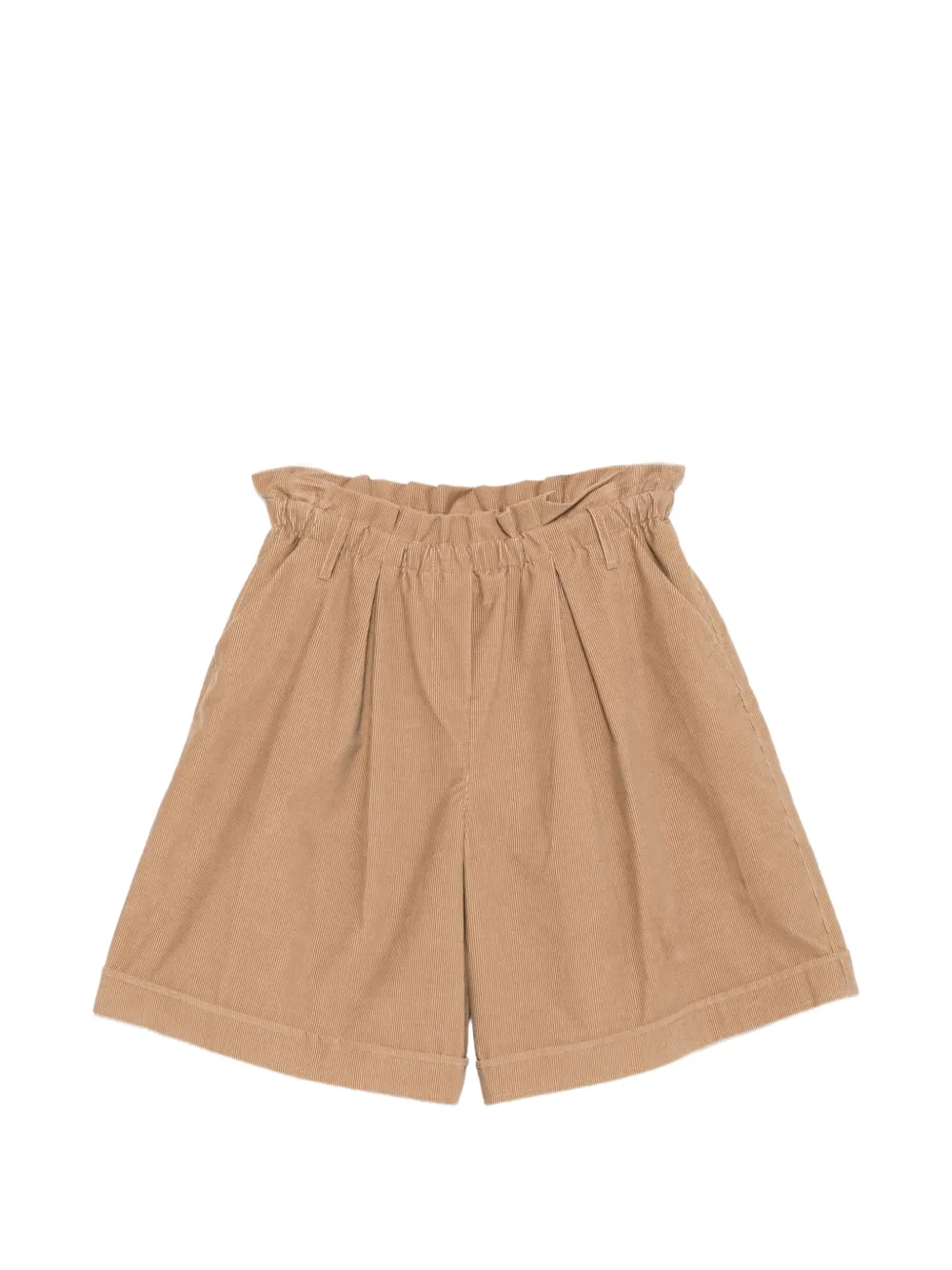 Moncler Enfant Ribfluwelen geplooide shorts Beige