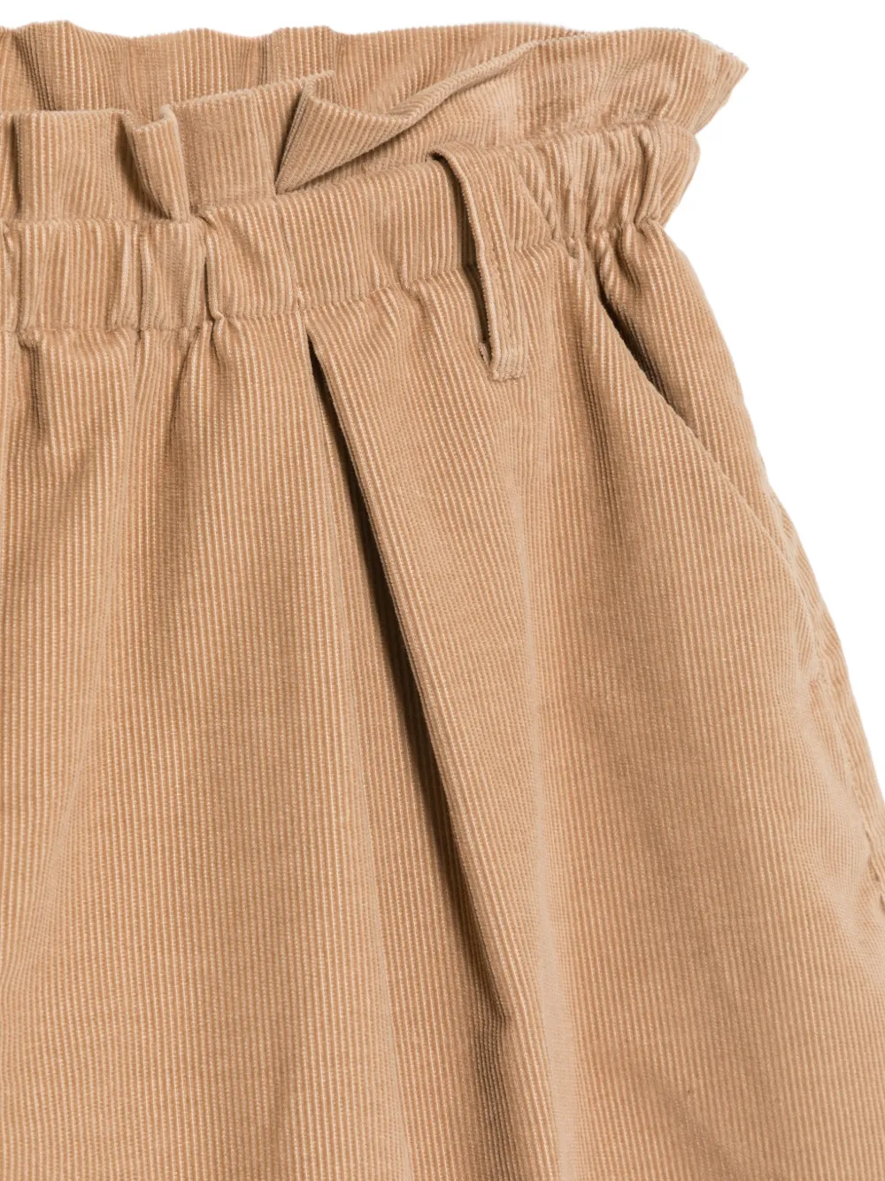 Moncler Enfant Ribfluwelen geplooide shorts Beige