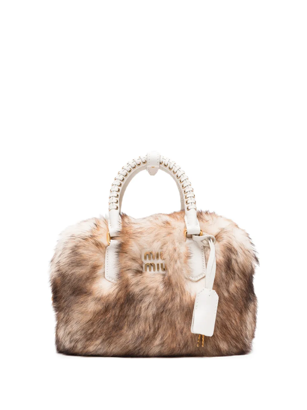 Miu Miu Arcadie shearling and leather bag - Toni neutri