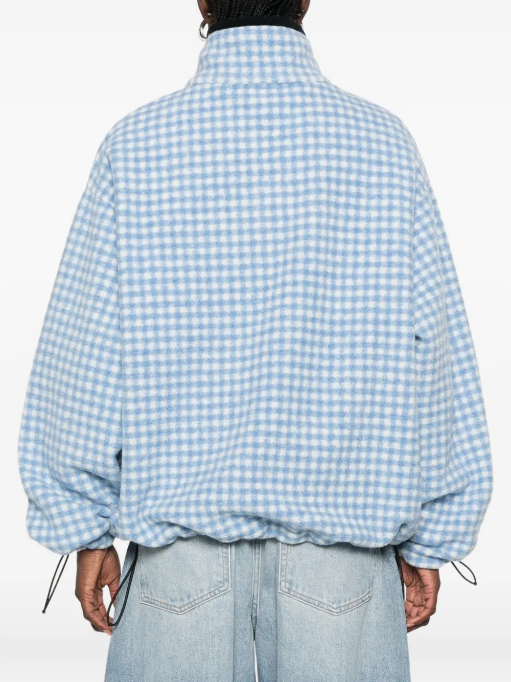 Miu Geruit jack met rits Blauw