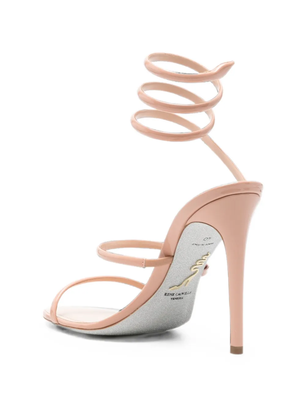 René Caovilla Cleo patent-leather sandals Beige