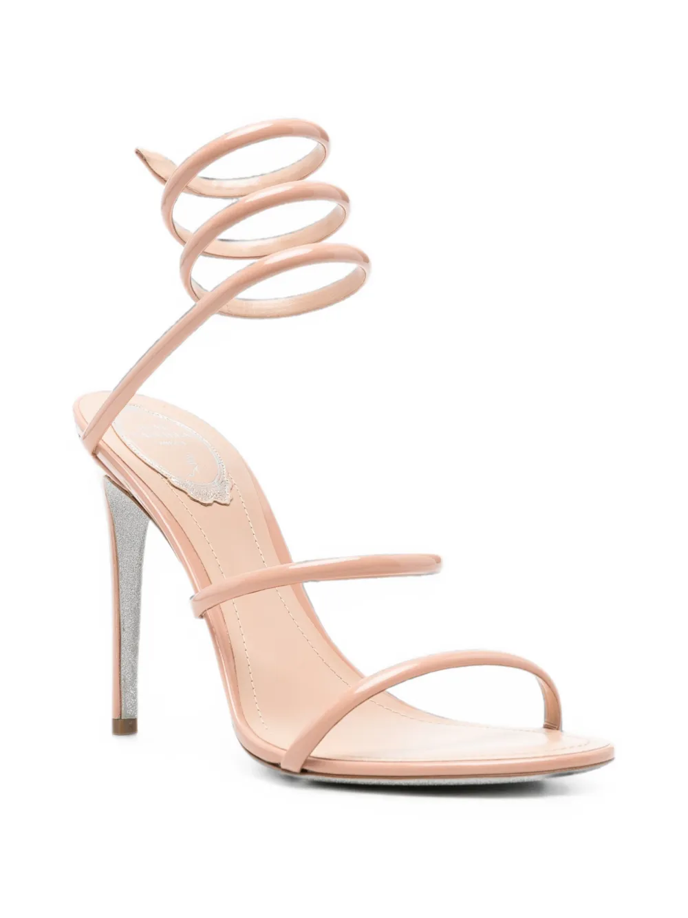 René Caovilla Cleo patent-leather sandals Beige