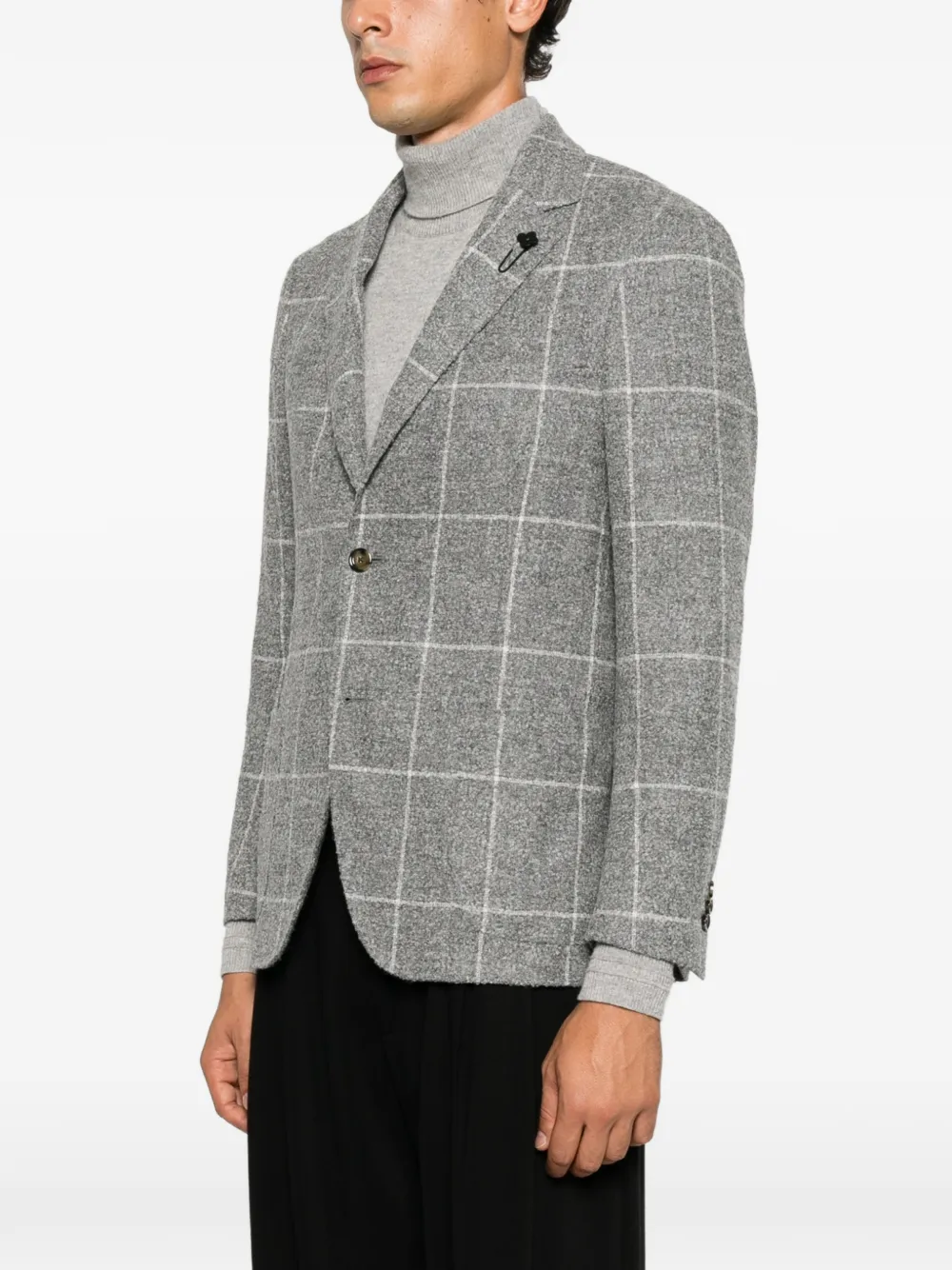 Lardini Geruite blazer met enkele rij knopen Grijs