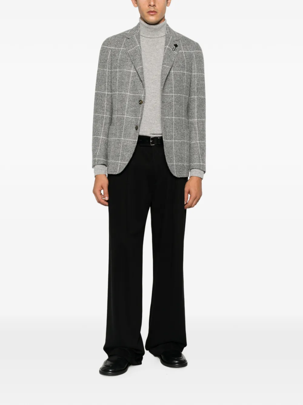Lardini Geruite blazer met enkele rij knopen Grijs