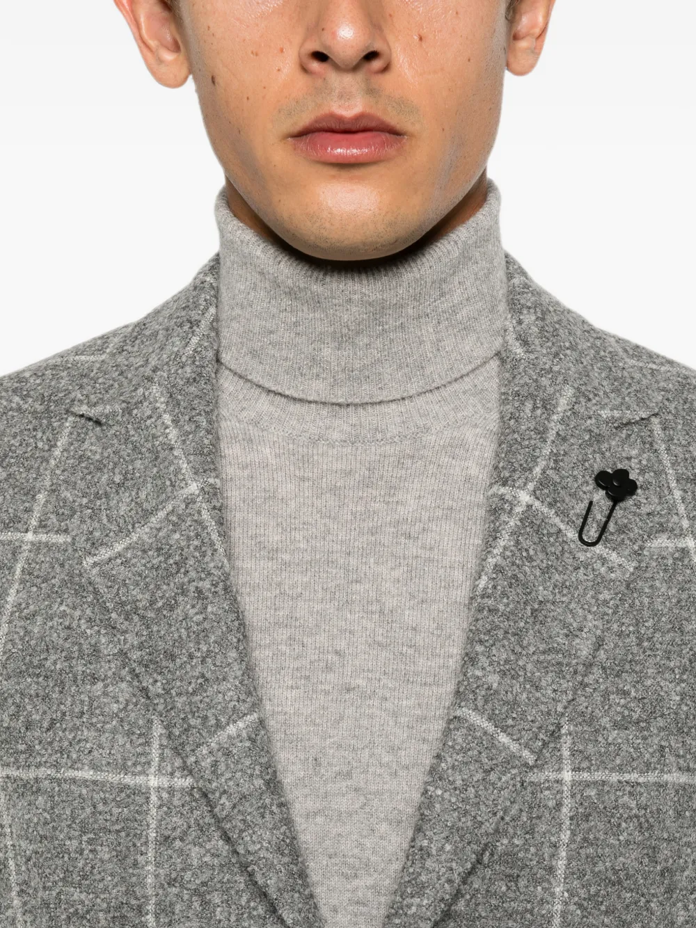 Lardini Geruite blazer met enkele rij knopen Grijs