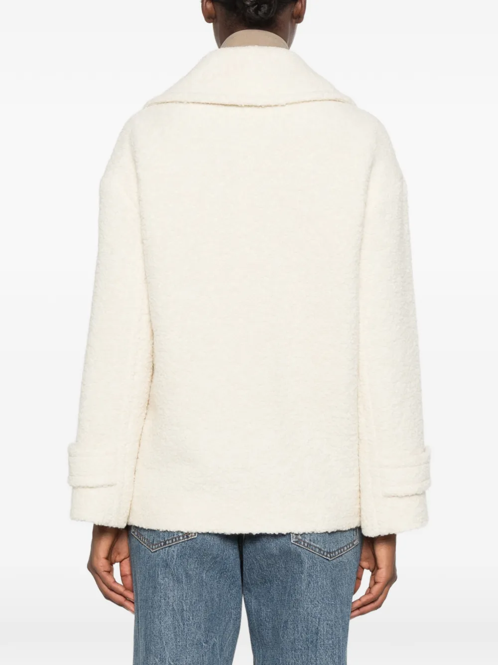Tagliatore bouclé button-up coat Wit