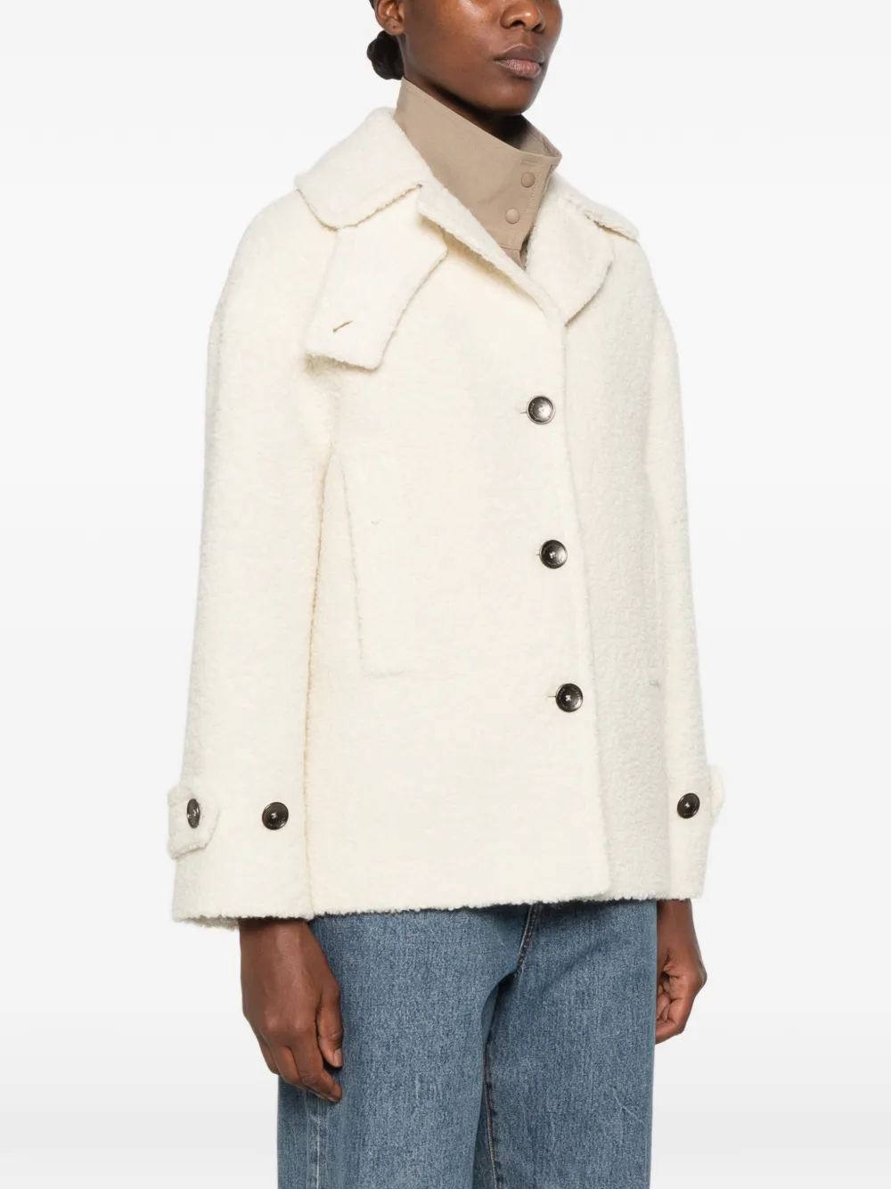Tagliatore bouclé button-up coat Wit