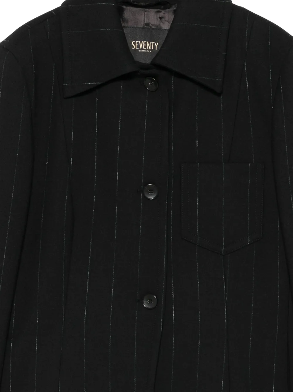 Seventy pinstripe-print chest-pocket jacket Zwart