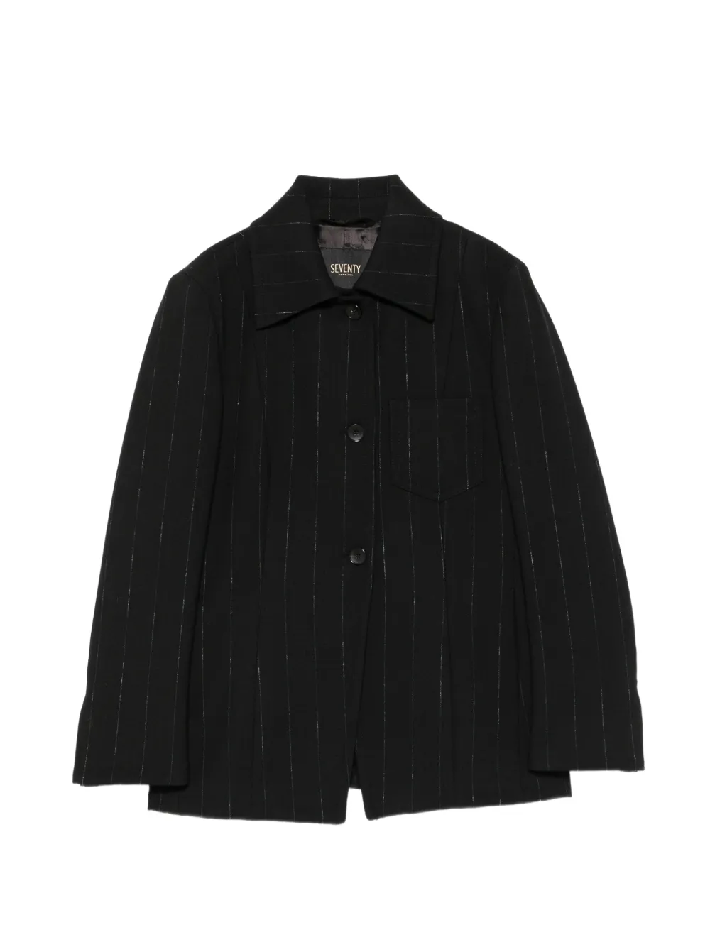 Seventy Pinstripe-print Chest-pocket Jacket In Black