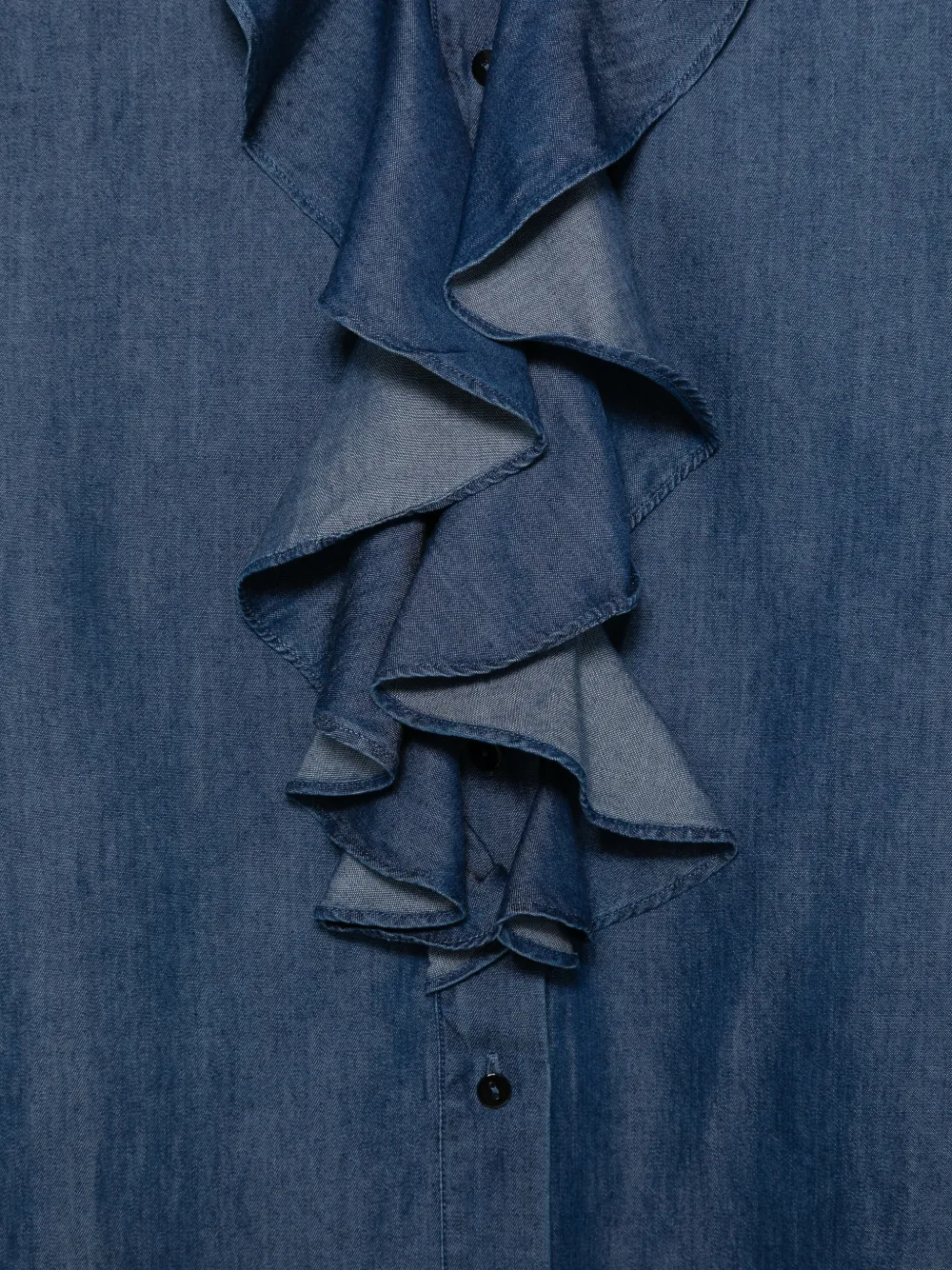 Xacus Beth blouse met ruches en lange mouwen Blauw