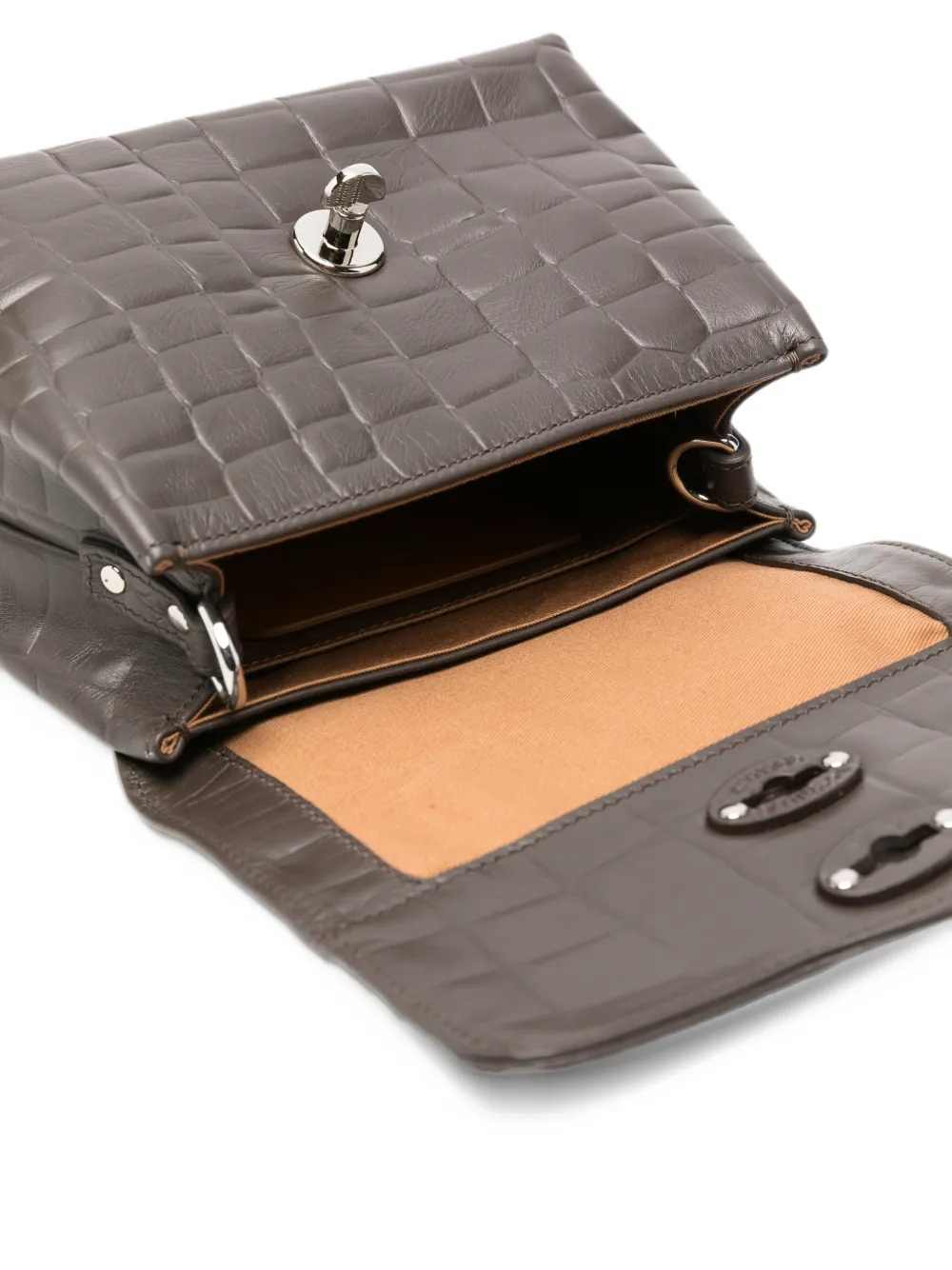 Zanellato baby Postina croc-effect leather tote bag Bruin